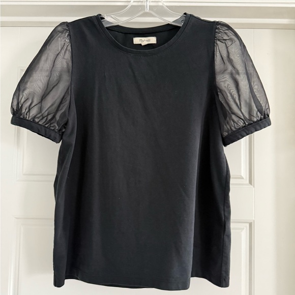 Madewell Black Sheer Sleeve Tee - Picture 5 of 10